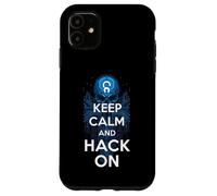 Keep Calm and Hack On Hacker Skull Circuit Board Carcasa para iPhone 11