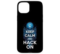 Keep Calm and Hack On Hacker Skull Circuit Board Carcasa para iPhone 15 Plus