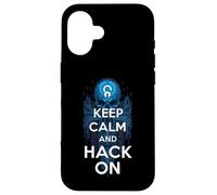 Keep Calm and Hack On Hacker Skull Circuit Board Carcasa para iPhone 16