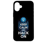 Keep Calm and Hack On Hacker Skull Circuit Board Carcasa para iPhone 16 Plus