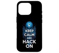 Keep Calm and Hack On Hacker Skull Circuit Board Carcasa para iPhone 16 Pro