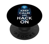 Keep Calm and Hack On Hacker Skull Circuit Board PopSockets PopGrip Adhesivo