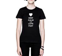 Keep Calm and Love Fuet Negro Mujer Camiseta Tamaño S Black Women's tee Size S