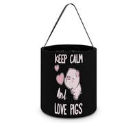 Keep Calm and Love Pigs Funny Halloween Trick Or Treat Tote Bags Candy Gift Buckets for Party Favors Supplies