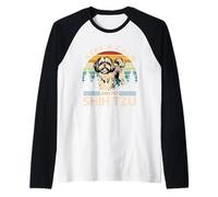 Keep Calm and Pet Shih Tzu - Retro Dog Lover Camiseta Manga Raglan