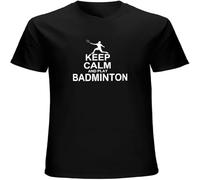 Keep Calm and Play Badminton Mens Unisex T Shirt tee Black XL