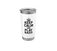 Keep Calm and Play Bass Bassist Bass Player Vaso térmico de acero inoxidable de doble pared