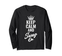 Keep Calm and Swag On Cita Divertida Refrán Motivacional Manga Larga