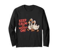 Keep Calm and Waddle On! Divertido Dicho sarcástico Patito Manga Larga