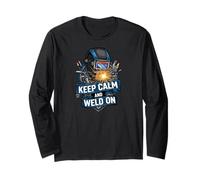 Keep Calm and Weld On Funny Welder Metalworking Manga Larga