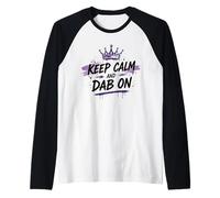 Keep Calm Dab On Makeup Queen Crown Purple Divertida Camiseta Manga Raglan