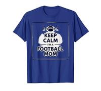 Keep Calm Football Mom Pride Sporty Women Gameday Cita Camiseta, Hombre, Azul Real, S