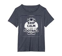 Keep Calm Football Mom Pride Sporty Women Gameday Cita Camiseta, Mujer Tallas Grandes, Azul Jaspeado, 1XL Grande