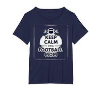 Keep Calm Football Mom Pride Sporty Women Gameday Cita Camiseta, Mujer Tallas Grandes, Azul Marino, 1XL Grande