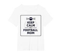 Keep Calm Football Mom Pride Sporty Women Gameday Cita Camiseta, Mujer Tallas Grandes, Blanco, 1XL Grande