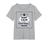 Keep Calm Football Mom Pride Sporty Women Gameday Cita Camiseta, Mujer Tallas Grandes, Gris Jaspeado, 1XL Grande