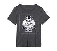 Keep Calm Football Mom Pride Sporty Women Gameday Cita Camiseta, Mujer Tallas Grandes, Jaspeado Oscuro, 1XL Grande