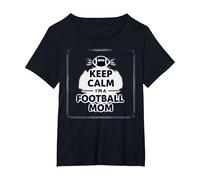Keep Calm Football Mom Pride Sporty Women Gameday Cita Camiseta, Mujer Tallas Grandes, Negro, 1XL Grande