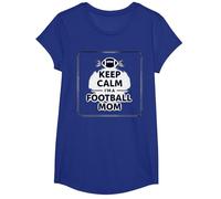 Keep Calm Football Mom Pride Sporty Women Gameday Cita Camiseta, Niñas, Azul Real, S
