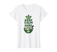 Keep Calm, Haz Que el Pesto Sea Divertido cocinando, Cocinero Gourmet Camiseta gráfica económica, Mujer, Blanco, M