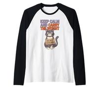 Keep Calm Humor Lover Mom Funny Cat Cita Vida Camiseta Manga Raglan