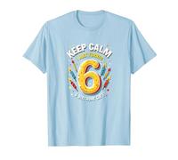 Keep Calm I Just Turned 6 Regalo de cumpleaños para niños Camiseta, Hombre, Azul Bebé, L