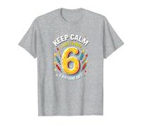 Keep Calm I Just Turned 6 Regalo de cumpleaños para niños Camiseta, Hombre, Gris Jaspeado, S