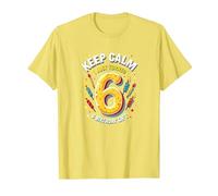 Keep Calm I Just Turned 6 Regalo de cumpleaños para niños Camiseta, Hombre, Limón, L