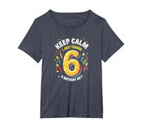 Keep Calm I Just Turned 6 Regalo de cumpleaños para niños Camiseta, Mujer Tallas Grandes, Azul Jaspeado, 3XL Grande