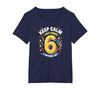 Keep Calm I Just Turned 6 Regalo de cumpleaños para niños Camiseta, Mujer Tallas Grandes, Azul Marino, 6XL Grande