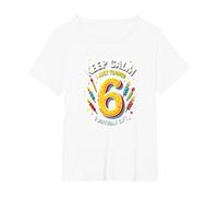 Keep Calm I Just Turned 6 Regalo de cumpleaños para niños Camiseta, Mujer Tallas Grandes, Blanco, 2XL Grande