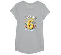 Keep Calm I Just Turned 6 Regalo de cumpleaños para niños Camiseta, Niñas, Gris Jaspeado, Pequeña