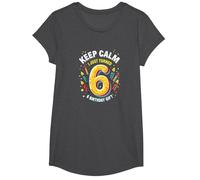 Keep Calm I Just Turned 6 Regalo de cumpleaños para niños Camiseta, Niñas, Jaspeado Oscuro, Grande