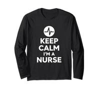 Keep Calm I'm A Nurse Diseño audaz y Minimalista para la Vida hospitalaria Manga Larga