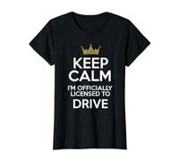 Keep Calm I'm Official License To Drive Drivers License Camiseta gráfica económica, Mujer, Negro, M