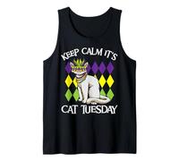 Keep Calm It's Cat Tuesday Divertido Mardi Gras Camiseta sin Mangas