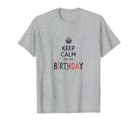 Keep Calm It's My Birthday Festive Crown, cumpleañera Camiseta, Hombre, Gris Jaspeado, M