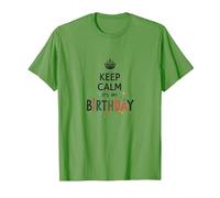 Keep Calm It's My Birthday Festive Crown, cumpleañera Camiseta, Hombre, Hierba, 3XL