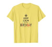 Keep Calm It's My Birthday Festive Crown, cumpleañera Camiseta, Hombre, Limón, M