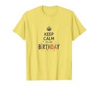 Keep Calm It's My Birthday Festive Crown, cumpleañera Camiseta, Hombre, Limón, S