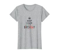Keep Calm It's My Birthday Festive Crown, cumpleañera Camiseta, Mujer, Gris Jaspeado, XXL