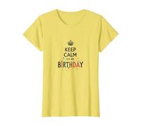 Keep Calm It's My Birthday Festive Crown, cumpleañera Camiseta, Mujer, Limón, XL
