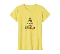 Keep Calm It's My Birthday Festive Crown, cumpleañera Camiseta, Mujer, Limón, XXL