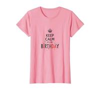 Keep Calm It's My Birthday Festive Crown, cumpleañera Camiseta, Mujer, Rosado, S