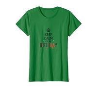 Keep Calm It's My Birthday Festive Crown, cumpleañera Camiseta, Mujer, Verde Kelly, XL