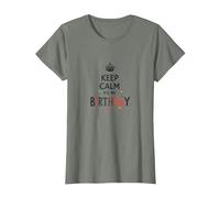 Keep Calm It's My Birthday Festive Crown, cumpleañera Camiseta, Mujer, Verde Militar Jaspeado, XS