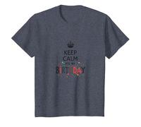 Keep Calm It's My Birthday Festive Crown, cumpleañera Camiseta, Niños, Azul Jaspeado, 6 años