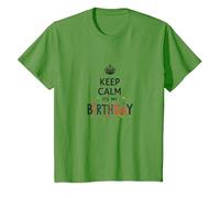 Keep Calm It's My Birthday Festive Crown, cumpleañera Camiseta, Niños, Hierba, 2 años