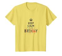 Keep Calm It's My Birthday Festive Crown, cumpleañera Camiseta, Niños, Limón, 10 años