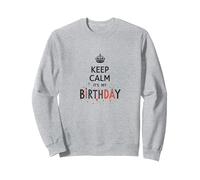 Keep Calm It's My Birthday Festive Crown, cumpleañera Sudadera, Unisex para Adultos, Gris Jaspeado, XL